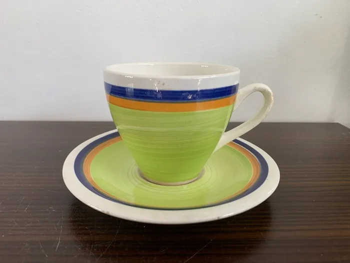 フランス 50s DIGOIN ディゴワン コーヒーカップ ソーサー グリーン 陶器 アンティーク