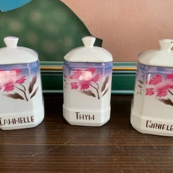 チェコ スロバキア キャニスター 4個セット チェコスロバキア 40s キャニスター 陶器 花 アンティーク 3つセット