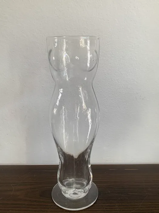 ベルギー 80s ガラス ヴィンテージ 花瓶 フラワーベース 女性 裸体