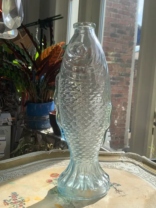 ベルギー 70s 魚 ガラス ヴィンテージ 花瓶 フラワーベース 空きボトル