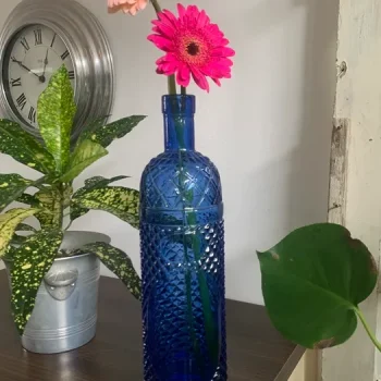 SOLDOUT-フランス 70s ブルーガラス ヴィンテージ 花瓶 フラワーベース