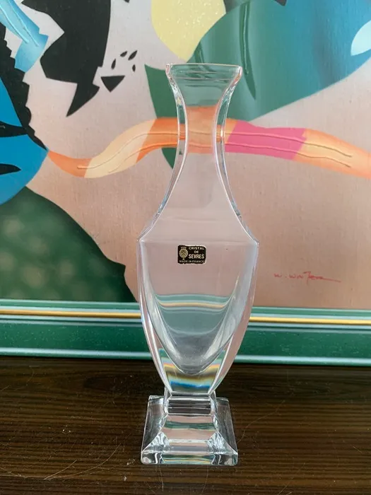 フランス 70s クリスタル・ド・セーブル ガラス 花瓶 フラワーベース ヴィンテージ
