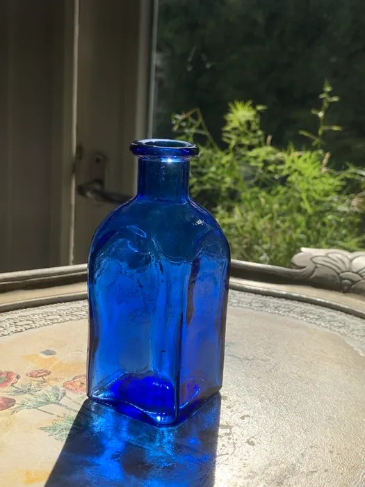 フランス 50s コバルトブルー ガラス ボトル ヴィンテージ 花瓶