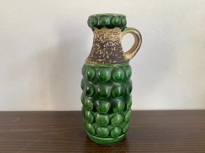 西ドイツ 50s Bay Keramik ワインピッチャー 葡萄 グリーン 花瓶 陶器 アンティーク
