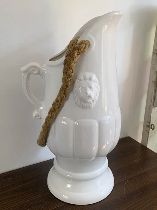 西ドイツ 70s Bay Keramik 花瓶 ジャグ 白 ライオン 特大 陶器 アンティーク