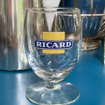 -SOLDOUT-フランス 70s RICARD リカール ブルー 白 ロゴ ヴィンテージ グラス ドリンクグラス | Blue Swallow  Vintage (EU)