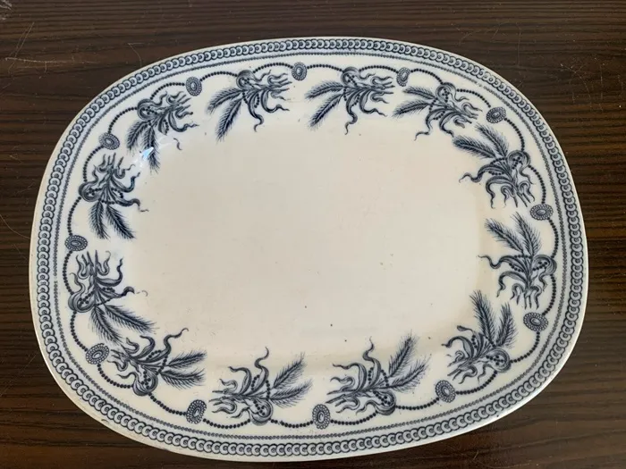 1900年 ビレロイ&ボッホ 陶器 大皿 トウモロコシの穂 長方形 アンティーク