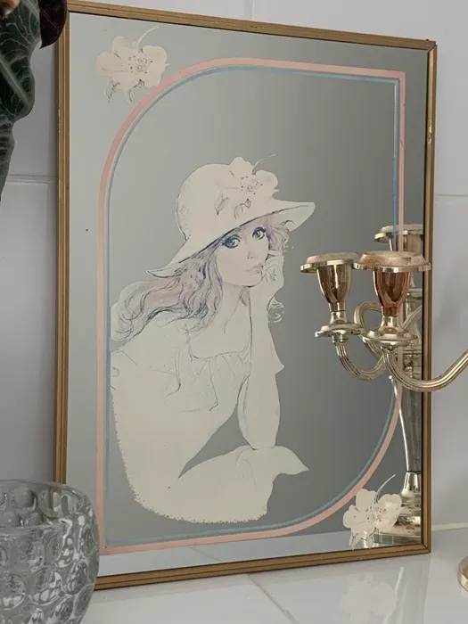 フランス 70s 女性 ミラー 鏡  壁掛け ヴィンテージ
