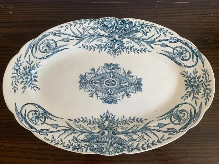 フランス 19世紀 Louis XVI 大皿 オーバル 陶器 アンティーク ①