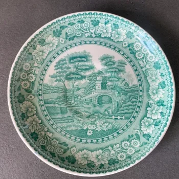 オランダ製 19世紀後半 Royal Sphinx 陶器 皿 プレート ミントグリーン  