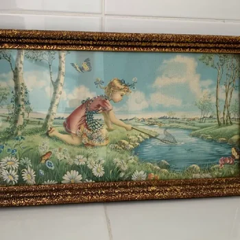 フィンランド  布貼り絵 額縁入り 絵画　ヴィンテージ フィンランド 布貼り絵 額縁入り 絵画 ヴィンテージ