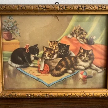 猫のりんごページ　(A4サイズの絵画) 絵画 額入り 壁掛け F4 千春 しあわせのねこ 複製画 1枚 日本