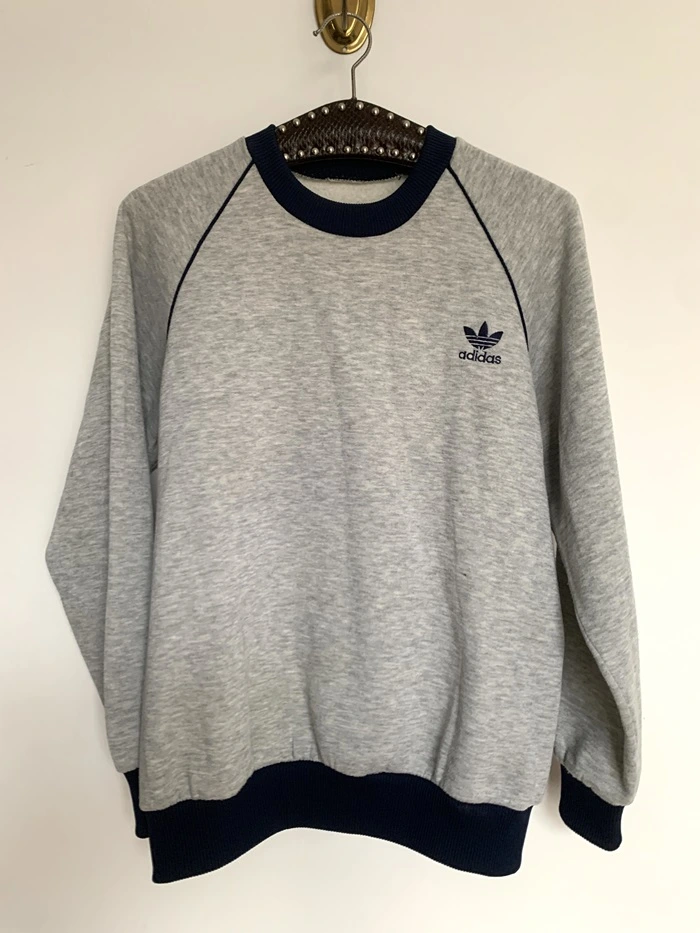 ADIDAS 90s アディダス スウェット・トレーナー グレー 青 ヴィンテージ 古着 長袖