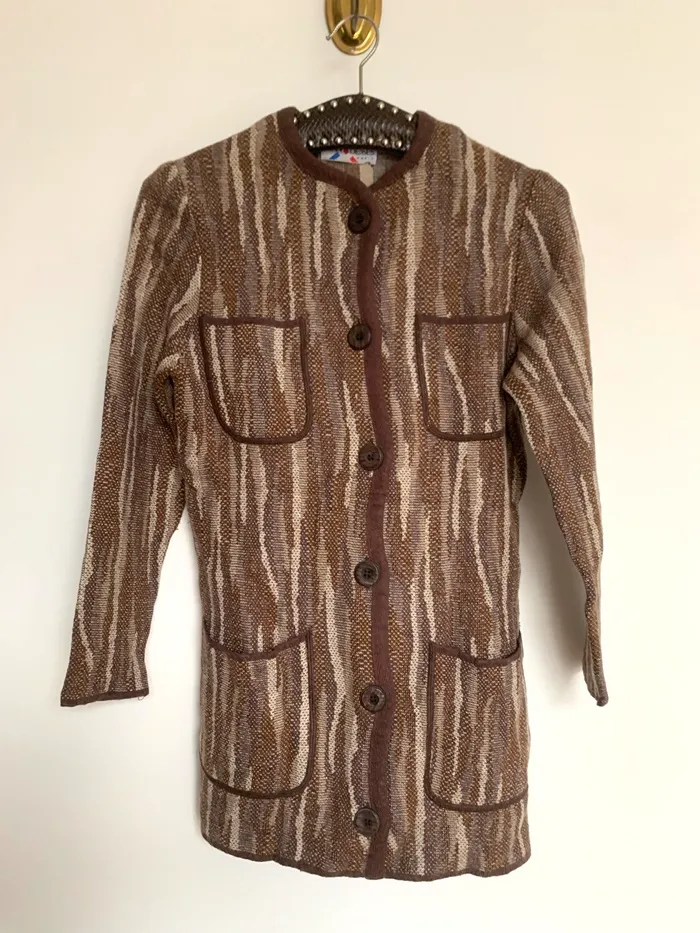 フランス製 古着 50s Jean Dessès ジャン・デッセ ニット ワンピース ドレス 茶系
