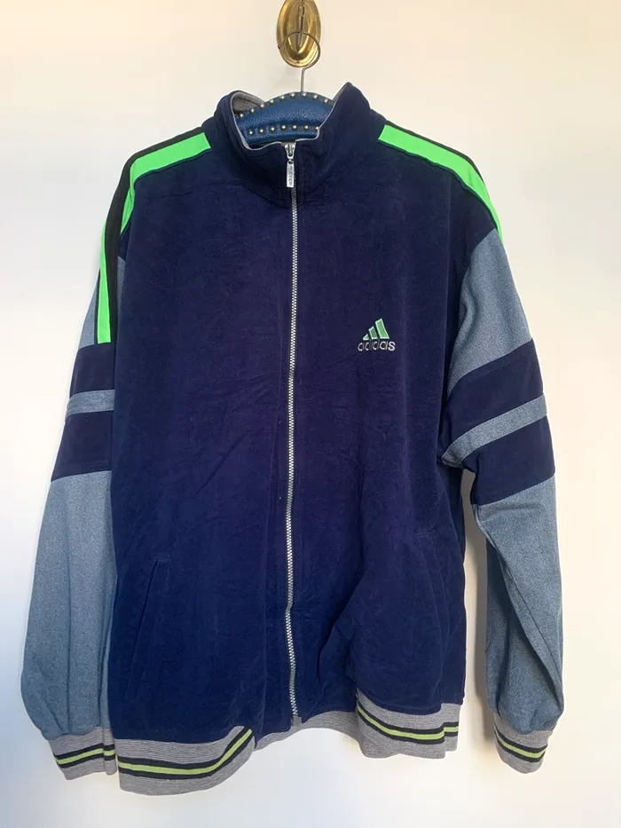 90s ADIDAS アディダス ジャージ トラックジャケット コットン ブルー 古着 | Blue Swallow Vintage (EU)