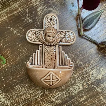 フランス30sアンティーク聖水盤アールヌーボー十字架 フランス30sアンティーク聖水盤アールヌーボー十字架