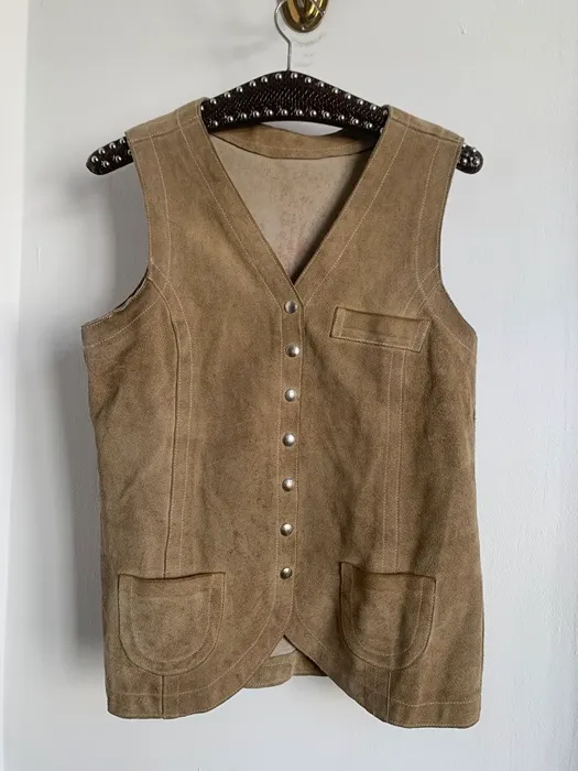 イギリス製 70s Morel London 古着 スウェード レザー ベスト ヴィンテージ メンズ