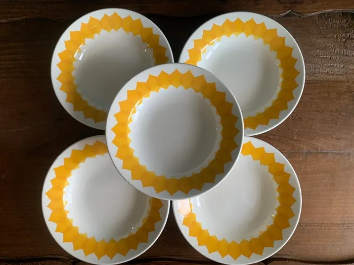 フランス 20s サルグミンヌ 陶器 スープ皿・パスタボウル 黄色 アンティーク