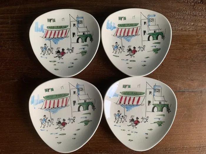 ドイツ 50s Dom-Keramik 陶器 ケーキ皿 パリ カフェ ヴィンテージ