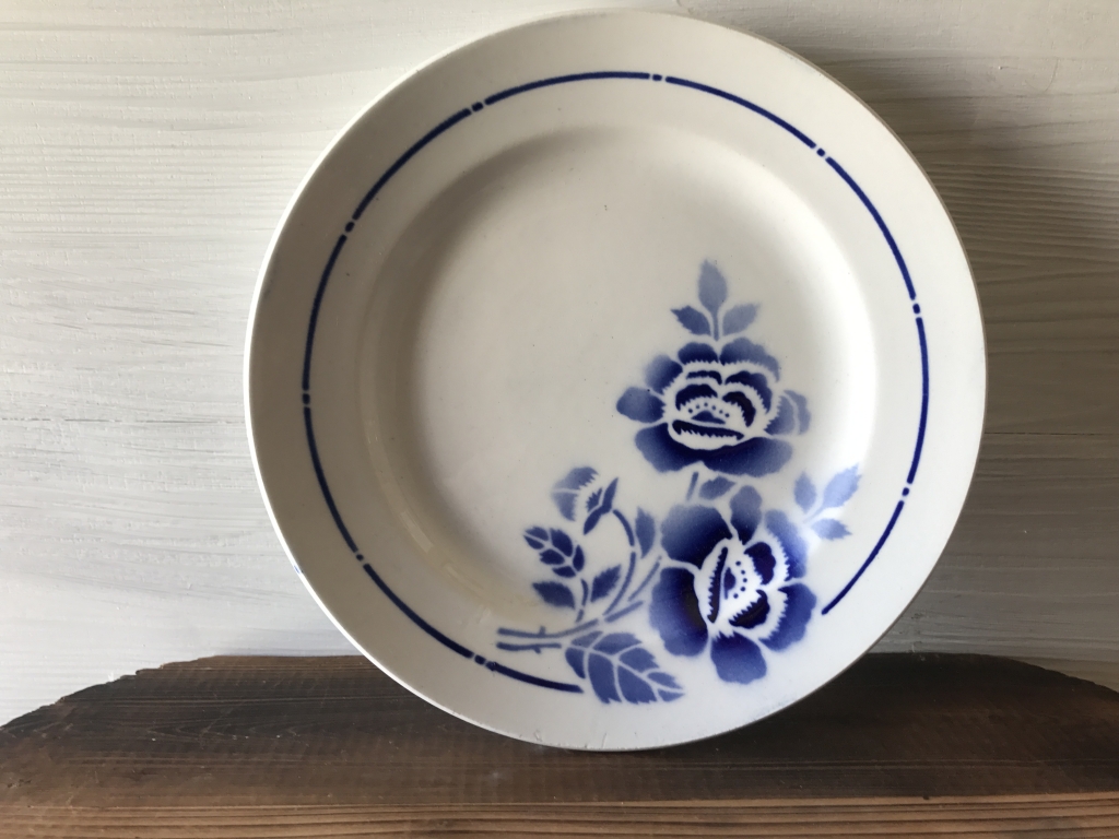 vintage sarregmines ❀ お花ステンシル oval plate - キッチン/食器