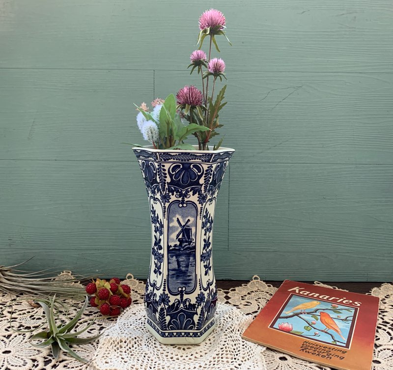 オランダ 60s Delft デルフト X Royal Sphinx ロイヤルスフィンクス X Boch ボッホ 花瓶 陶器 ヴィンテージ アンティーク Blue Swallow Vintage