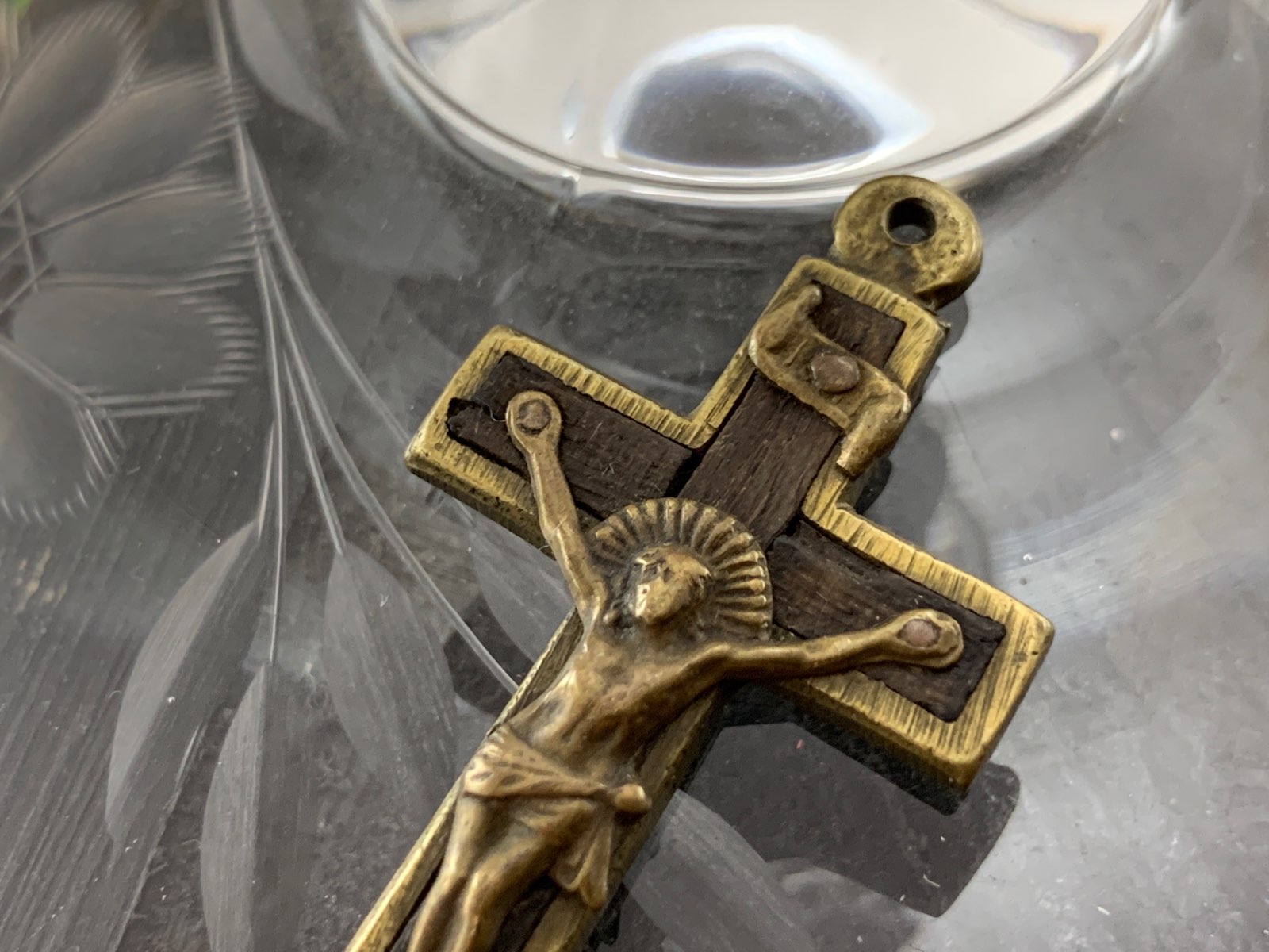 フランス キリスト ロザリオ 木製 メタル 十字架 クロス ヴィンテージ 