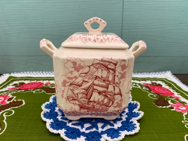 イギリス 60s メイソンズ ピンク 船 陶器 ポット 茶葉入れ ヴィンテージ | Blue Swallow Vintage