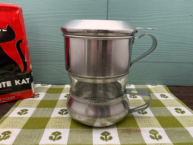 -SOLDOUT-フランス 60s〜70s Duralex(デュラレックス) ステンレスドリッパー付き 耐熱ガラスのヴィンテージ コーヒーカップ