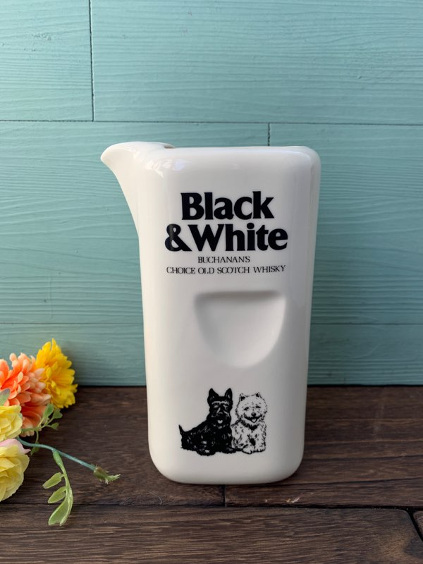 -SOLDOUT-イギリス Black & White(ブラック＆ホワイト) スコッチ ウィスキー 陶器 ピッチャー 花瓶 犬 水差し ヴィンテージ/アンティーク