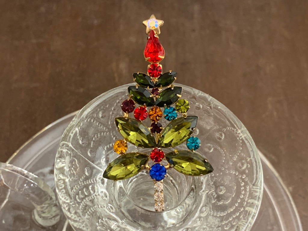 -SOLDOUT-フランス 60s クリスマスツリー カラフルラインストーン ヴィンテージブローチ コスチュームジュエリー
