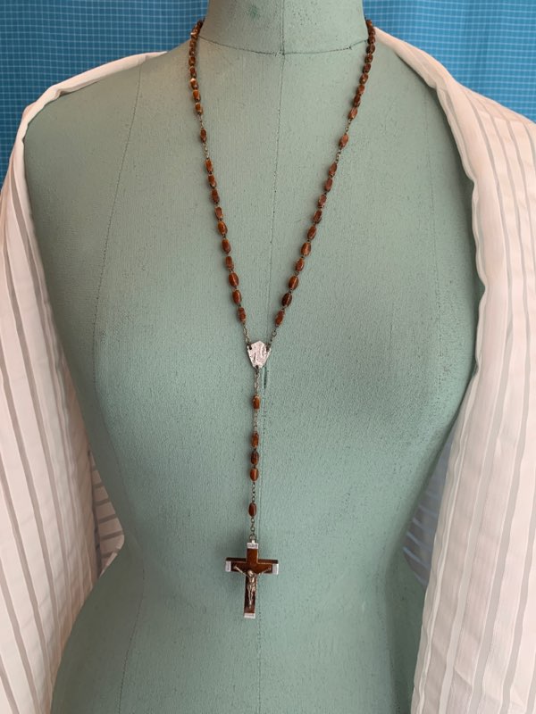 SOLDOUT-フランス キリスト ロザリオ プラスチック 聖母マリア 十字架 クロス ヴィンテージ・アンティーク ネックレス | Blue  Swallow Vintage