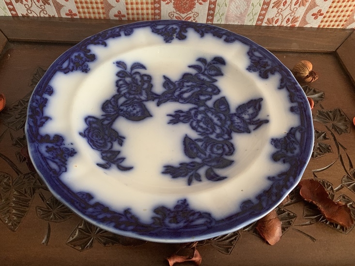 -SOLDOUT-オランダ 1850年から1880年 Petrus Regout(ペトルス・レグー) AUROREA フラワー Flow Blue フローブルー 陶器 アンティーク 皿・プレート