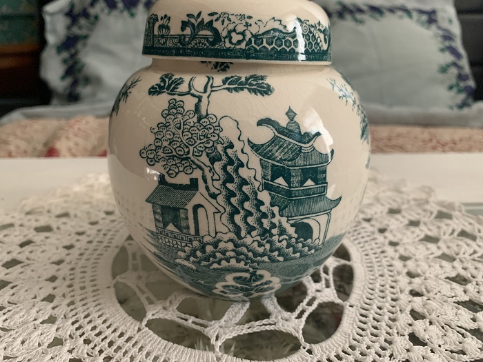 -SOLDOUT-イギリス 60s MASON’S(メイソンズ) 陶器 ミントグリーン ウィロー ジンジャーポット・茶葉入れ 花瓶 ヴィンテージ