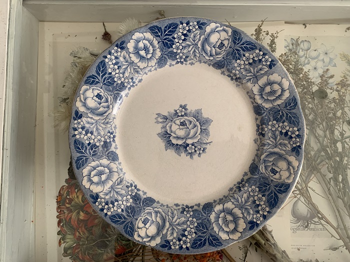 ドイツ 20s Villeroy & Boch(ビレロイ＆ボッホ) 青い花 Saar Basin(ザール盆地地域) ARMIN 陶器 アンティーク/ヴィンテージ皿・プレート