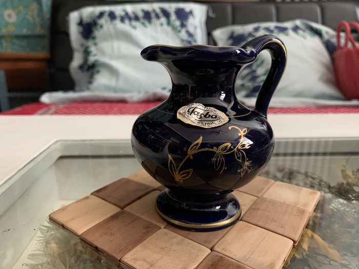 ドイツ 60s TASBA 花瓶 フラワーベース 陶器 コバルトブルー ゴールドリーフ ヴィンテージ・アンティーク | Blue Swallow  Vintage