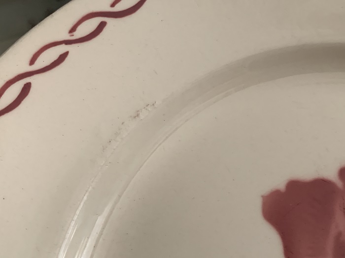 -SOLDOUT-フランス 1920年 BADONVILLER(バドンヴィレー) 赤い薔薇 陶器 アンティーク/ヴィンテージ 皿