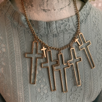 大ぶり ベルナルド 陶器 ネックレス ワインレッド クロス 十字架 ...