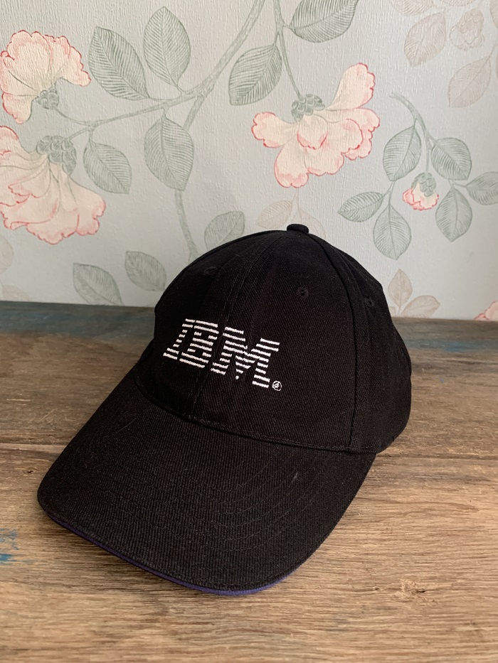 SOLDOUT-アメリカ 80s 90s IBM 刺繍 ホワイト ブラック 黒 ベースボールキャップ 帽子 ヴィンテージ Blue Swallow  Vintage