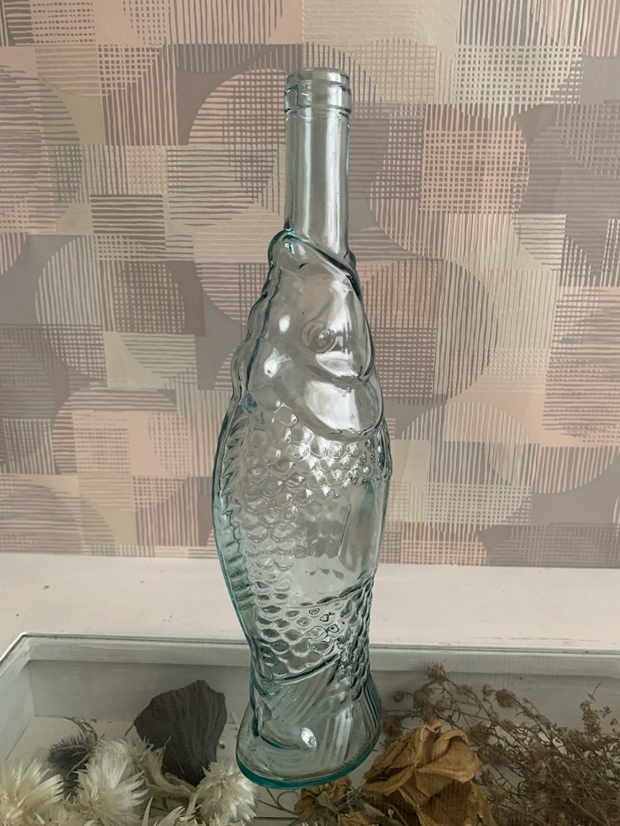 オランダ 70s 魚 薄いグリーンガラス アンティーク ガラス瓶 空き瓶 