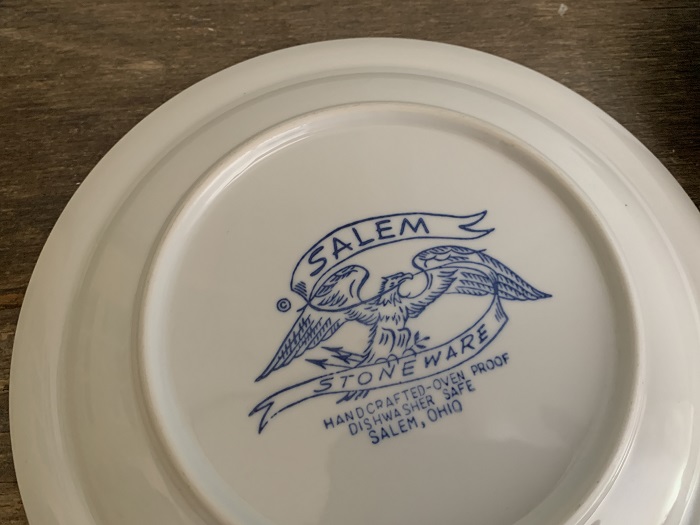 アメリカ 60s Salem China ブルー ブラウン 陶器 皿 プレート 