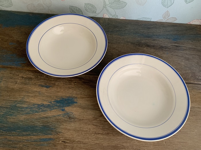 アメリカ 40s Made in Occupied Japan ブルー スープ皿 陶器 皿 ...