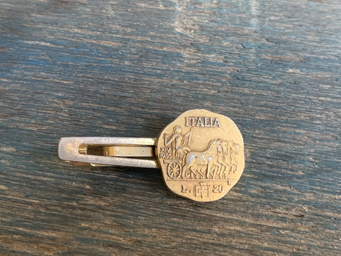 イタリア ネクタイピン エマヌエーレ3世 20リレ硬貨 コイン ヴィンテージ