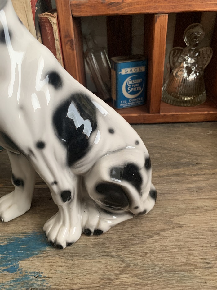 SOLDOUT-アメリカ 70s ドイツ 大型犬 グレートデン 置物 陶器 黒白 犬 