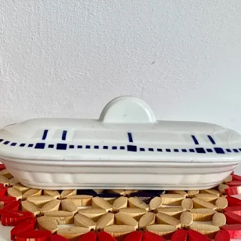 ベルギー 50s Boch ボッホ 青 ステンシル アンティーク 陶器