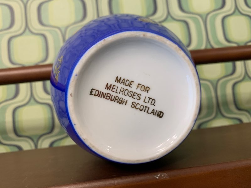 -SOLDOUT-【20%OFF】スコットランド 70s メルローズ 陶器 ロココ様式 ブルー ジンジャーポット・茶葉入れ ヴィンテージ