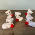 オランダ 60s 白い猫 ネコ 赤い毛糸の玉 5匹 陶器 置物 オブジェ インテリア ヴィンテージ