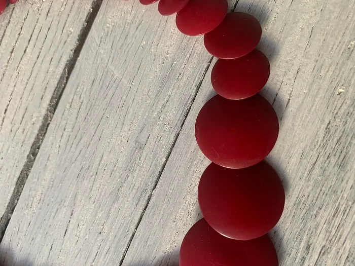 ベルギー 70s 赤 ビーズ 円盤 大粒 ネックレス ヴィンテージ