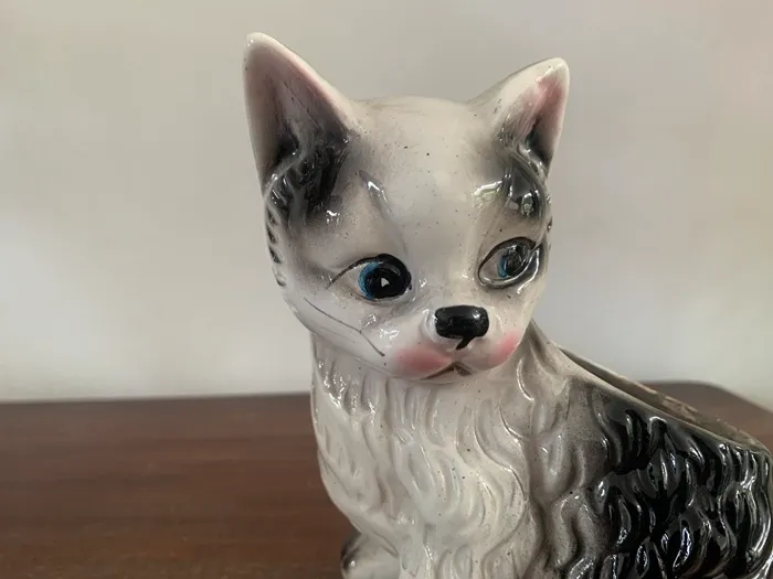 ドイツ 50s 白黒 猫 ネコ プランター・花瓶・置物 陶器 アンティーク