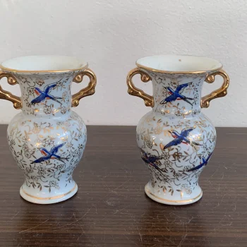 SOLDOUT-フランス 40s 青いツバメ 花瓶 陶器 アンティーク | Blue