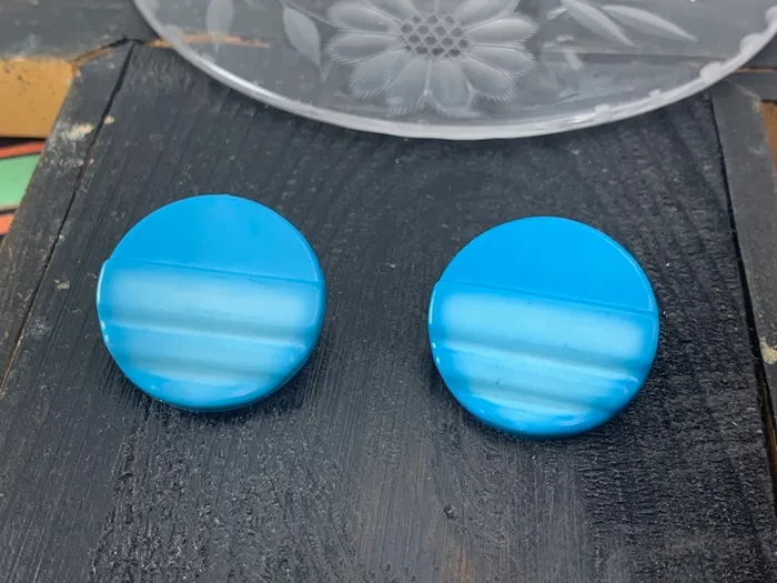 ドイツ 70s ピアス ブルー プラスチック サークル ヴィンテージ